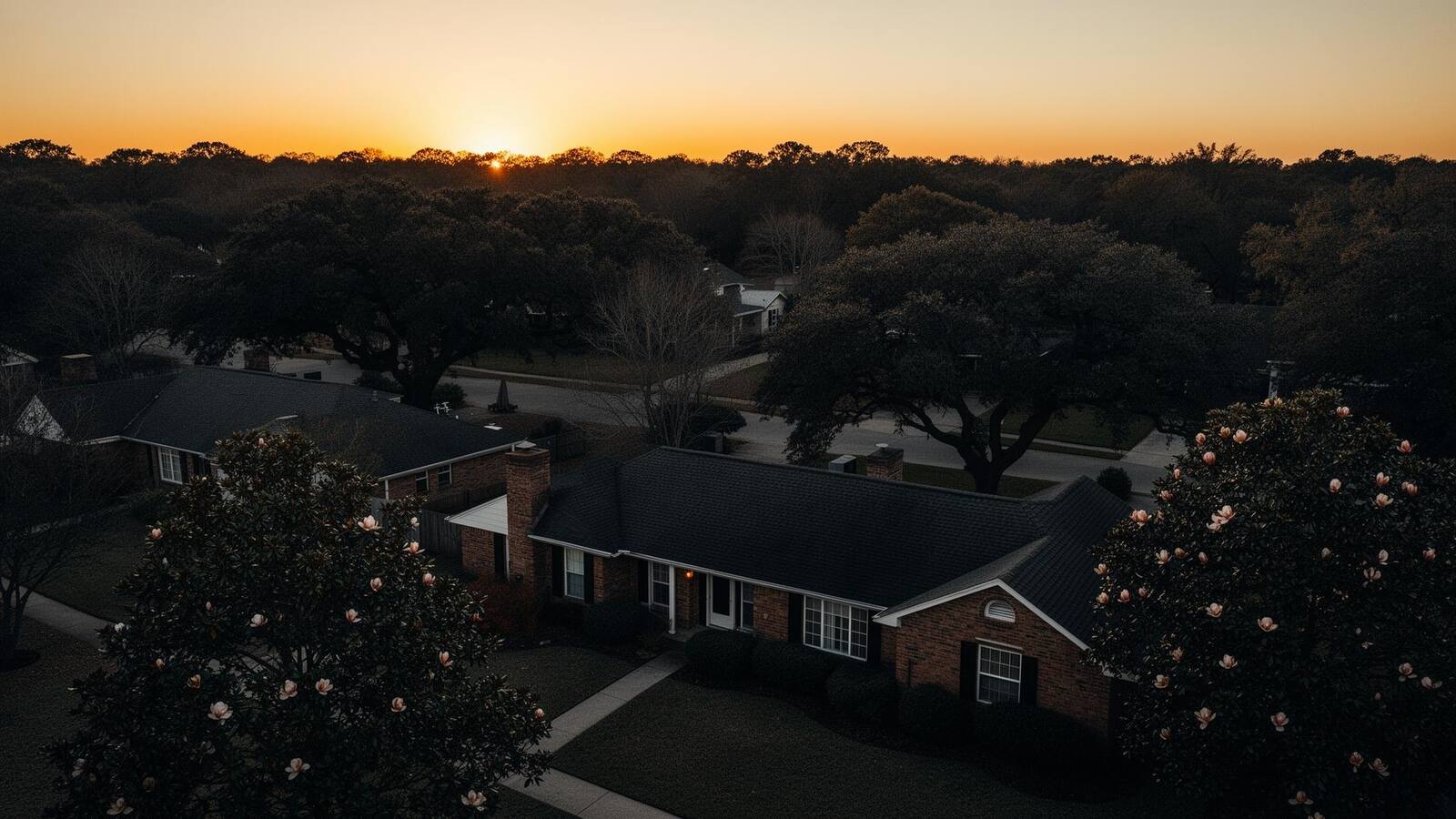 Southern neighborhood at golden hour
